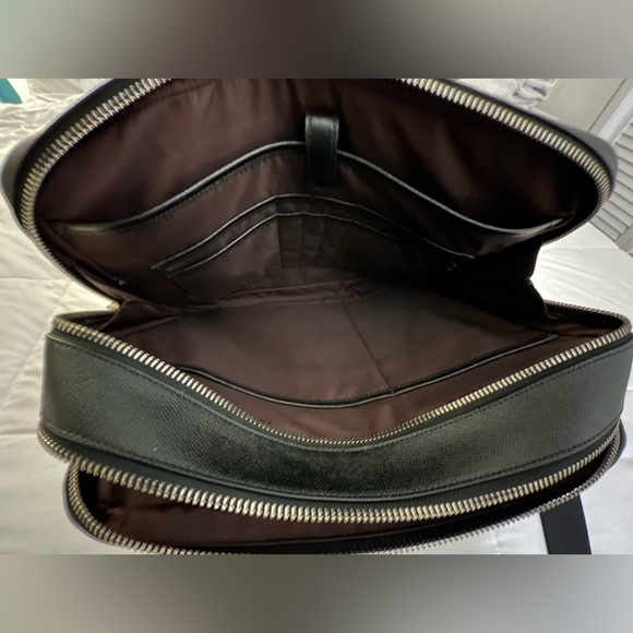 Coach Kennedy Double Zip Brief Briefcase Computer Bag Pebbled Black Leather - Picture 10 of 16